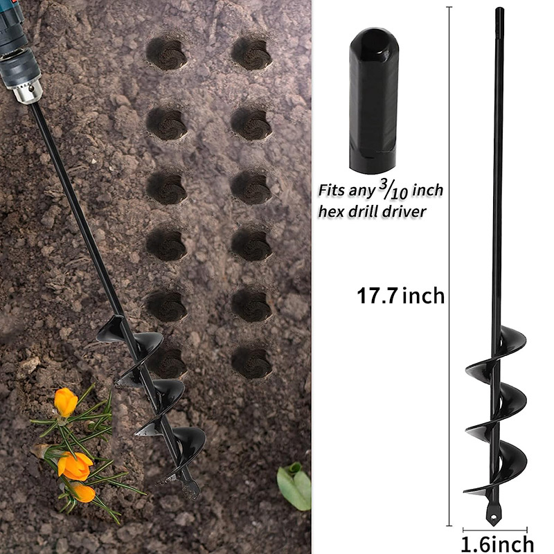 Herramienta de excavación de agujeros para plantar plantas, taladro de suelo rugoso, suelo blando de jardín, girar, excavar, zanahoria, herramienta de plantación