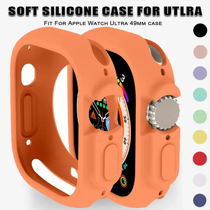 Hoesje voor apple watch ultra 2 met 49mm bandjes, rondom schokbestendig, tpu-beschermend, zacht siliconen bandje, bumper, krasbestendig.