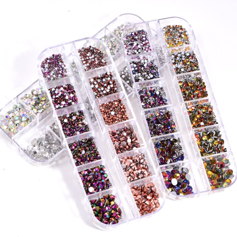 Set 1440 Stks/doos Crystal Nail Art Non Fix Steentjes Met Picking Potlood Mix 6 Maten Стразы Niet Hotfix strass F0234