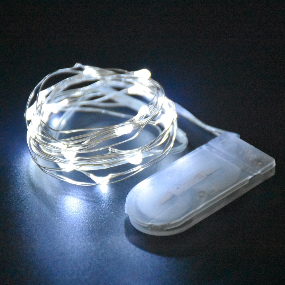 1M 2M Lichterkette Schnur CR2032 Batterie Mini DIY drinnen Zimmer Dekor Licht Hochzeit Weihnachten Lichter Girlande LED dekoration: Weiß / 0-5W