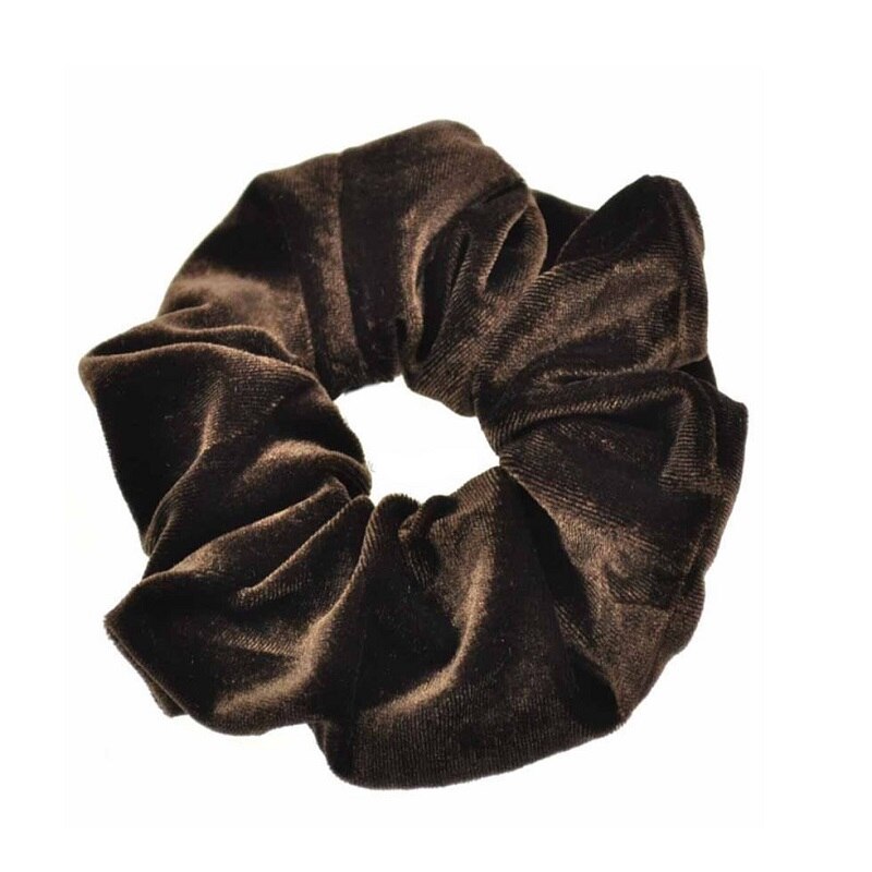1pc sólido senhora veludo cabelo scrunchies anel feminino meninas elástico cabelo bandas de borracha acessórios para mulher rabo de cavalo titular: Brown