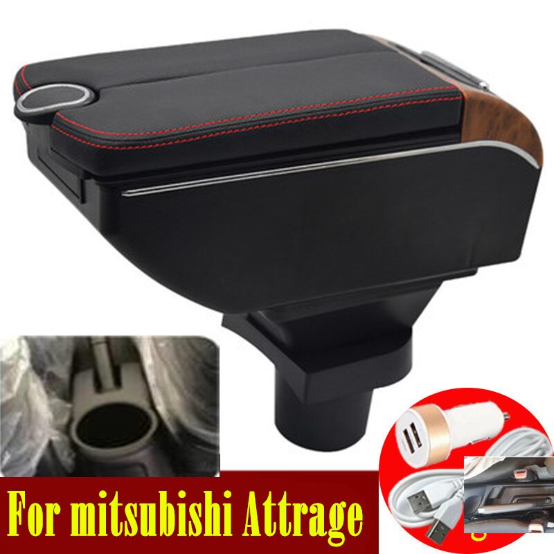 For mitsubishi Attrage armrest box Double doors open 7USB Centre Console Storage Box Arm Rest
