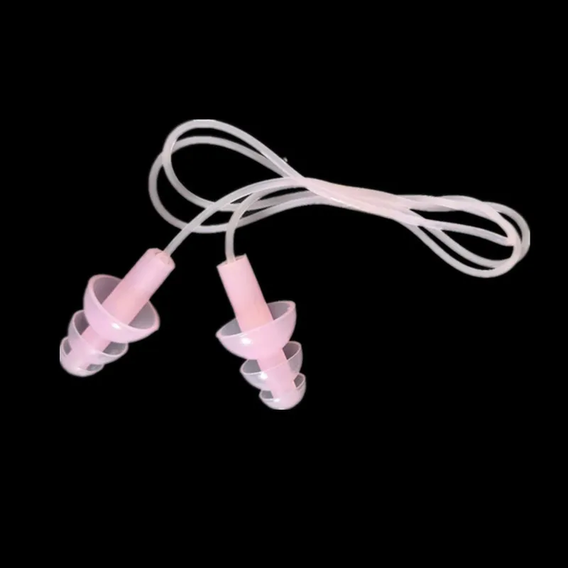 1 Stück geräuschreduzierende Silikon-Ohrstöpsel gegen Verlust mit Seil zum Schwimmen, Tauchen, Schnarchen, wasserdichte Ohrstöpsel: Rosa