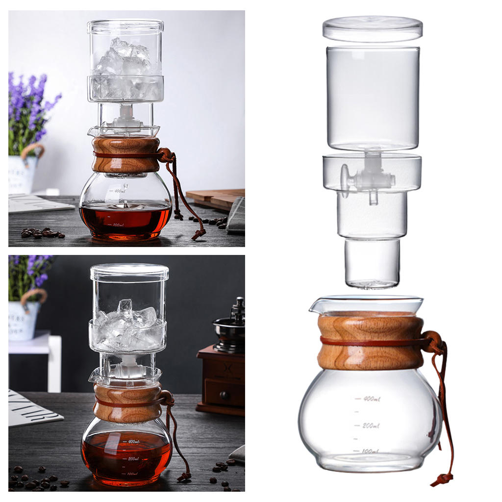 High Borosilicate Glass Cold Drip Coffee Maker Espresso Coffee Dripper Pot Ice Drip Coffee Pot for Cafe Kitchen Travel Hotel