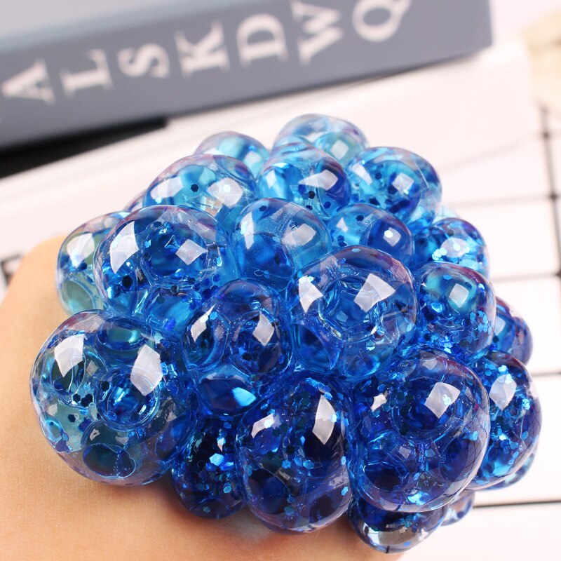 1Pc Decompressie Speelgoed Hand Squeeze Release Druk Kristal Druif Rubber Volwassen Werk Kleurrijke Bal Kinderen Creatieve Zachte Speelgoed 6cm: J