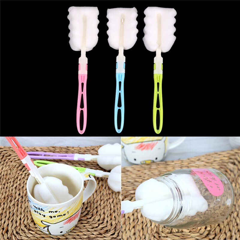 1Pcs Fles Spons Borstels Cup Glas Melk Flessen Borstel Wassen Schoonmaken Keuken Gereedschap Baby Accessoires