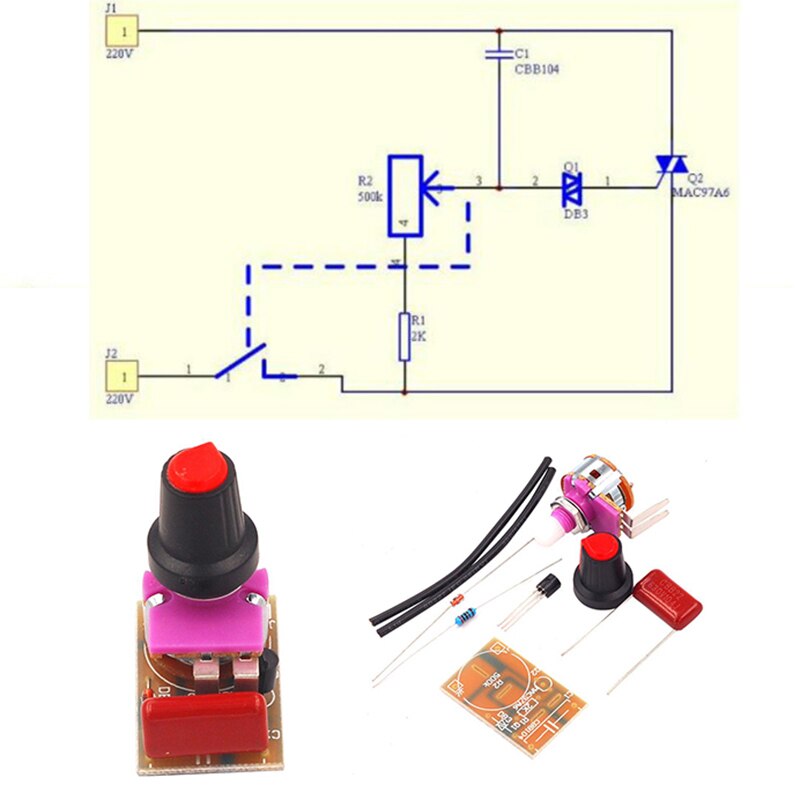 100W Dimmer Modul mit Geschwindigkeit Regulierung DIY Bausatz für Dimmen Licht Bord AC Motor-