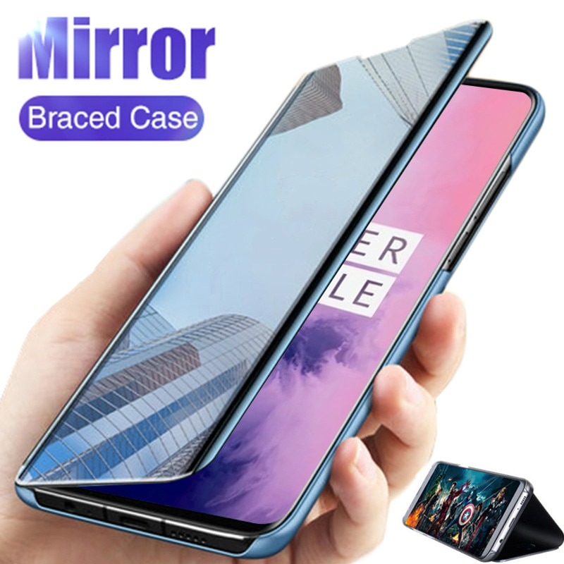 Mirror Flip Case For Huawei P Smart Phone Case Plating Leather Stand Cover For Huawei Y7A Shockproof