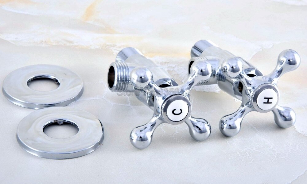 Een Van Paar 1/2 "Man X 1/2" Gepolijst Chroom Messing Badkamer Hoekstopkraan Chroom Vulventielen badkamer Tav014