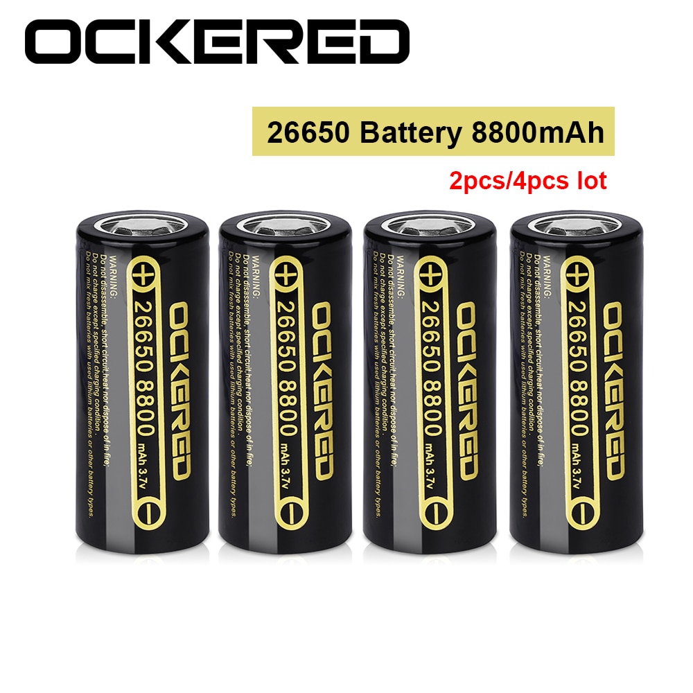 Ockered 3.7V 26650 Batterij 8800 Mah Li-Ion Oplaadbare Batterij Voor Led Zaklamp Zaklamp Li-Ion Batterij Accumulator Batterij