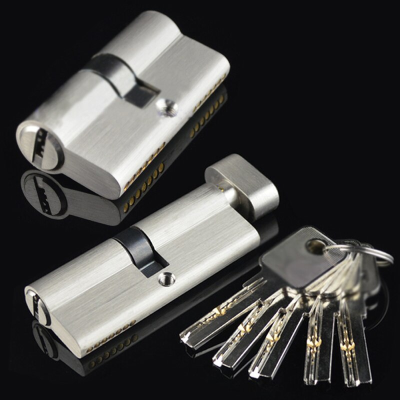 50mm 55mm 60mm European Lock Cylinder 5 keys Double Or Single Open Escape Knob Billiard lock core Brass Bedroom lock