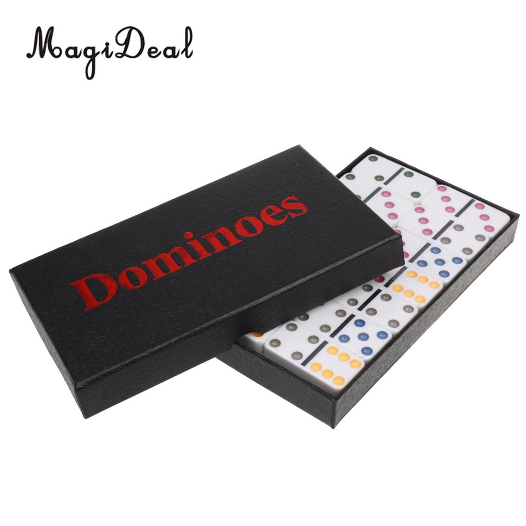 MagiDeal Double Six Dominoes Set of 28 Vintage Domino Travel Family Game Toy Kids Multi Traditional Domino Set