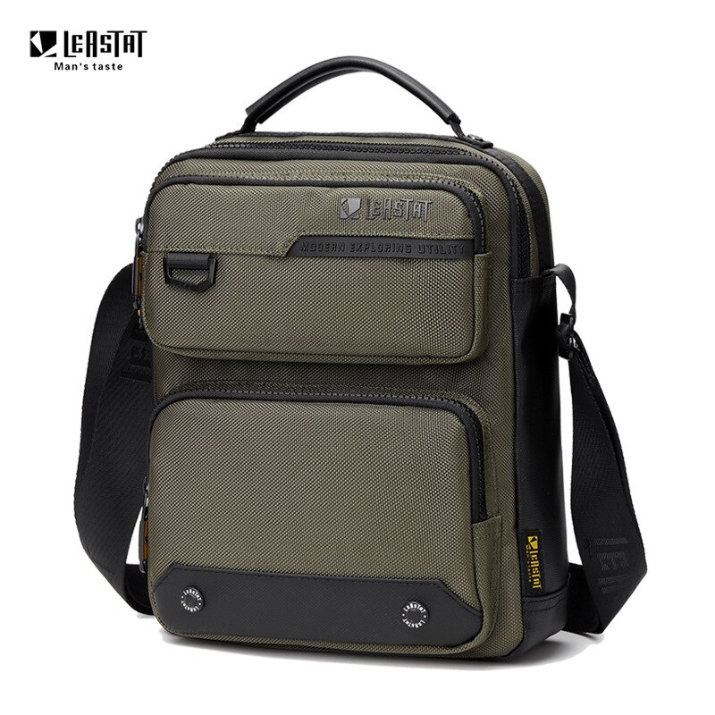 LEASTAT Casual Men&#39;s Shoulder Bag Oxford Multifunctional Men Crossbody Bag Multi-pocket Waterproof Chest Bag Handbag: Army Green / S