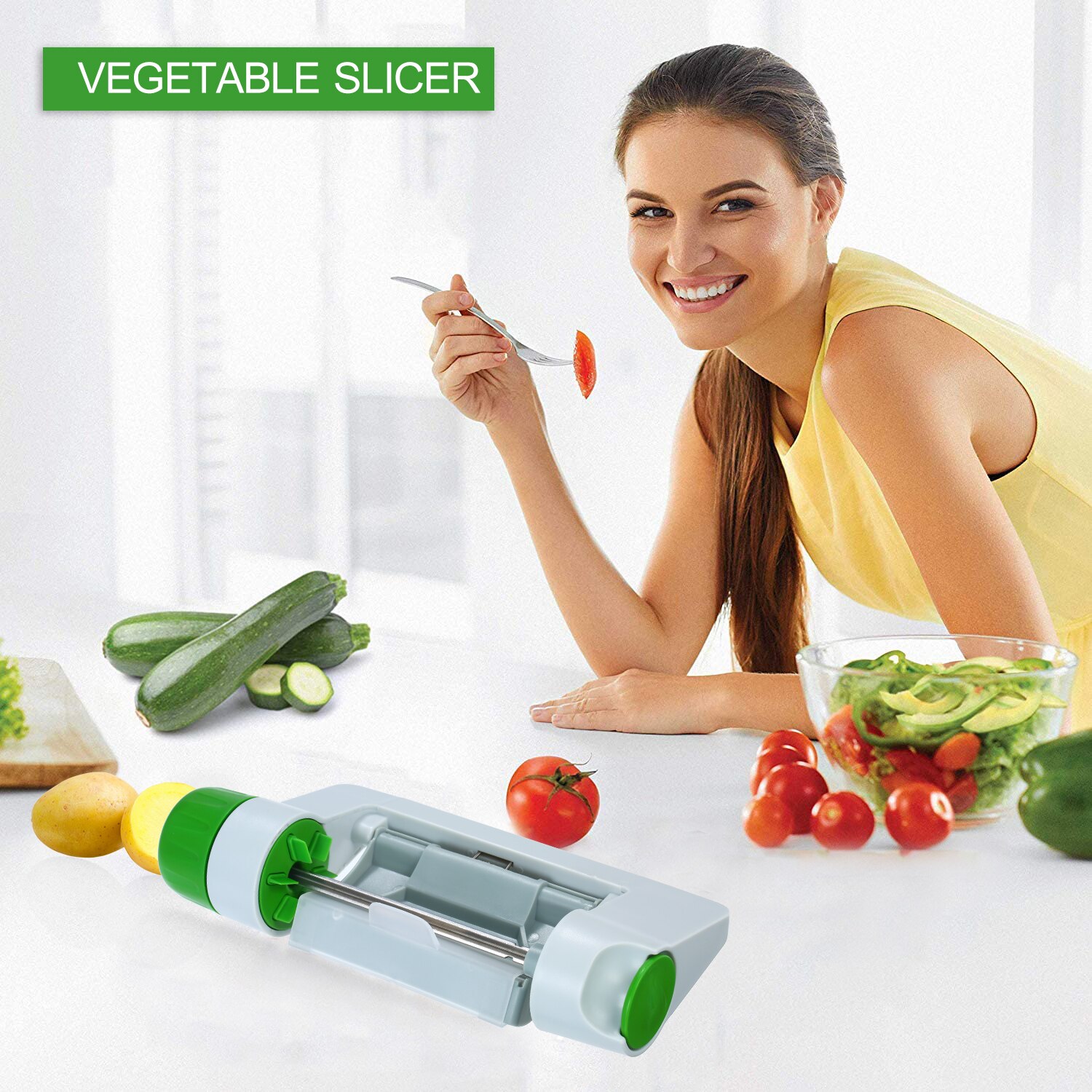 Kitchen Vegetable Slicer Spiralize Rotating Fruits Vegetables Cutter Kitchen Peeling Tool Stainless Steel Fruit Cutter Slicer