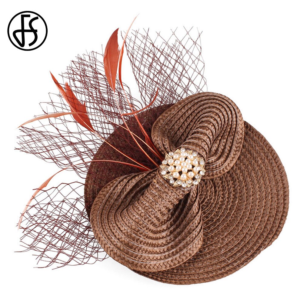 FS – chapeaux de mariage rouge vin pour femmes, chapeau de Cocktail, , avec nœud papillon
