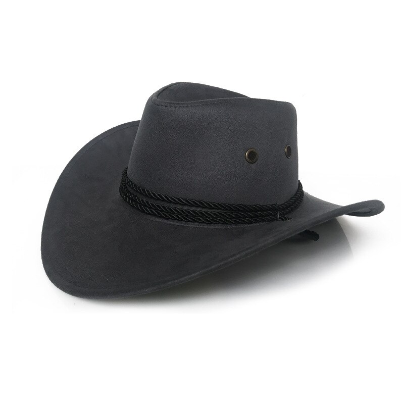 Chapeau de Cowboy ouest américain daim chapeau de soleil en plein air chapeaux d'équitation en plein air pour hommes et femmes chapeau de Cowboy de couleur unie: 4
