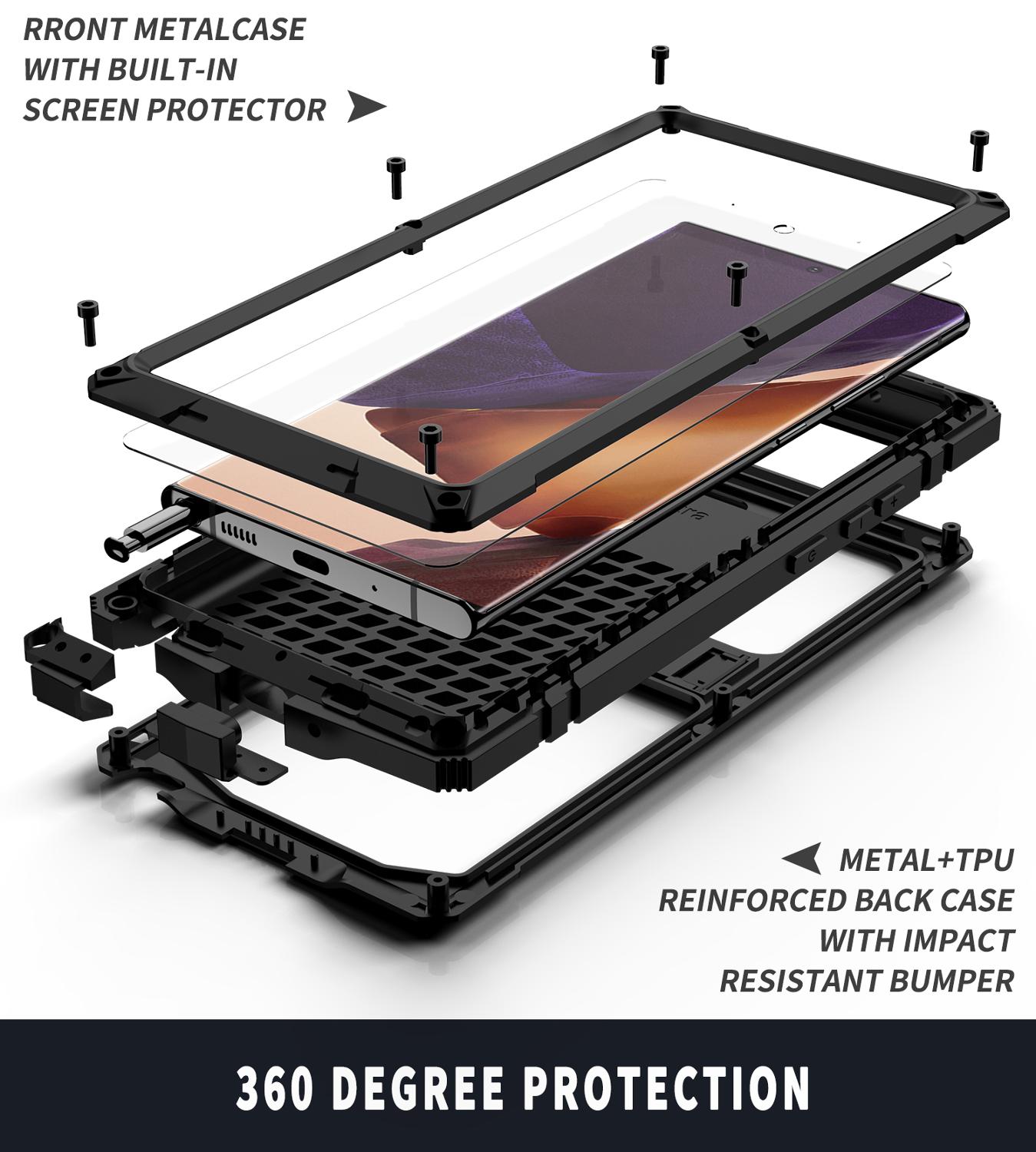 360 Volledige Bescherming Voor Samsung Galaxy Note 20 Ultra Case Metal Voor Samsung Note 20 Case Shockproof Cover Telefoon Gevallen funda Houder
