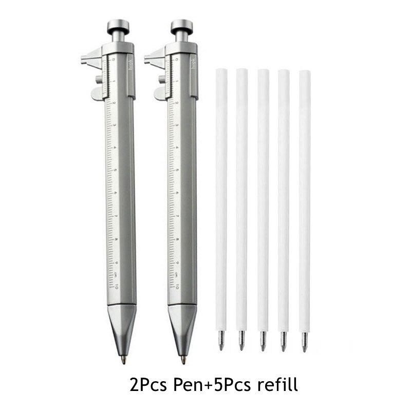 Multifunction Caliper Pen Refills Set Ball-Point 1.0mm Ballpoint pen Gel Ink Pen Rod Vernier Caliper Roller Ball Pen Stationery: Red / Blue