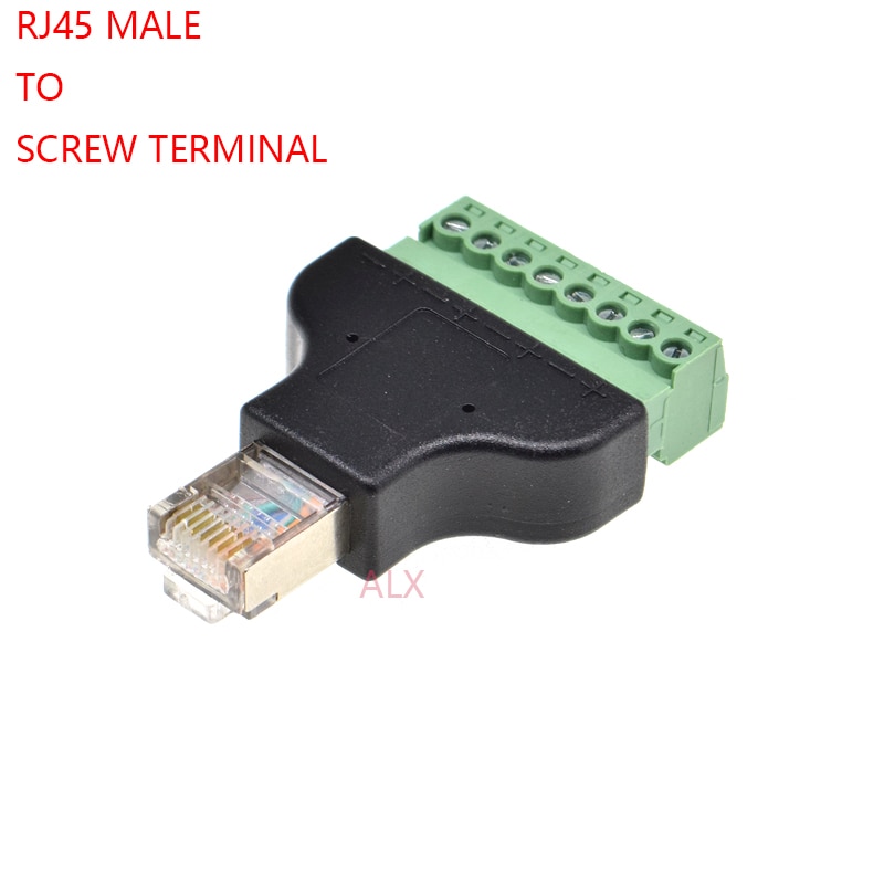 RJ45 Ethernet MALE TO 8 PIN SCREW TERMINAL converter RJ45 plug connector adapter for cctv dvr