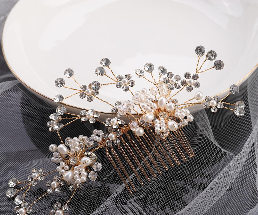 Strass blomma hår kam pärlor hårklämma bröllop bröllop huvudbonader kvinnlig glamour ornament för kvinnor