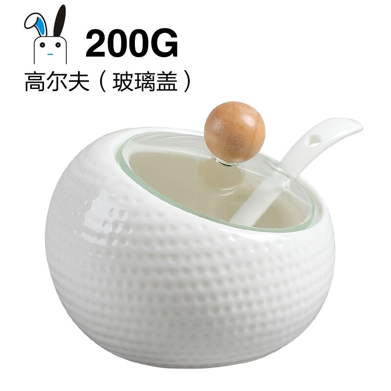 Single Pot Single Tank Ceramic Seasoning Jar Salt Shaker Oiler Kitchen Supplies Chinese Household Seasoning Box with Spoon Lid: c1