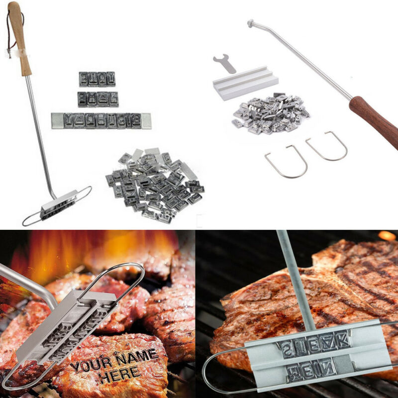 Diy grill grill kød bøf branding jern med udskifteligt bogstav værktøj navn sæt grill værktøjer