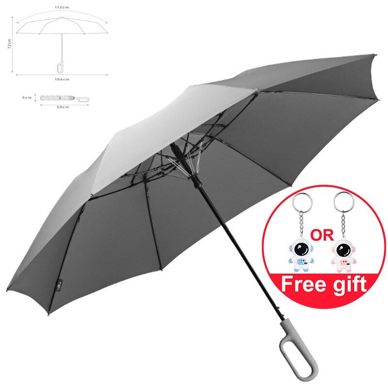 Ombrello ZuoDu con fibbia ombrello automatico da uomo pieghevole rinforzato Anti-storm ombrello da sole per donna a doppio scopo Rain &amp; Shine: Gray