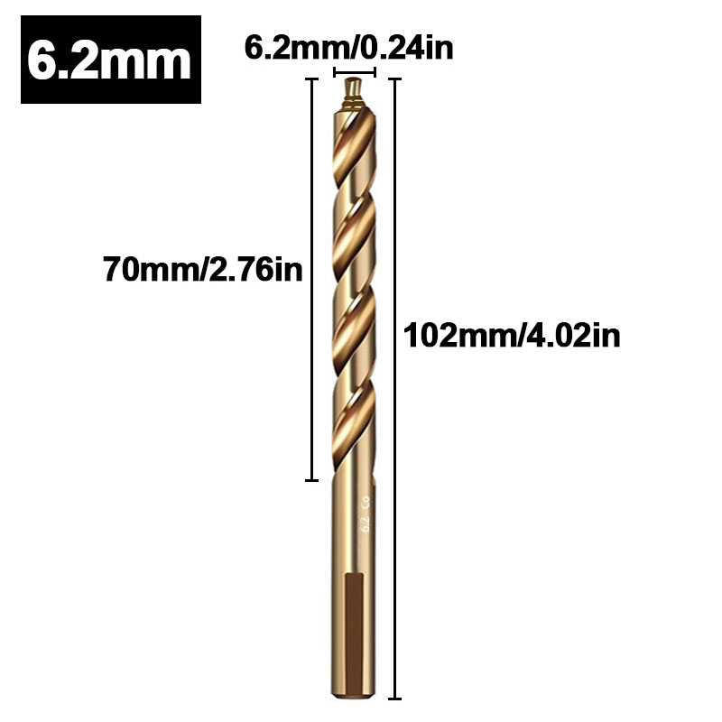 Broca helicoidal escalonada de cobalto, taladro de vástago recto de acero de alta velocidad M35 (3-13 mm) para metal, acero inoxidable y hierro