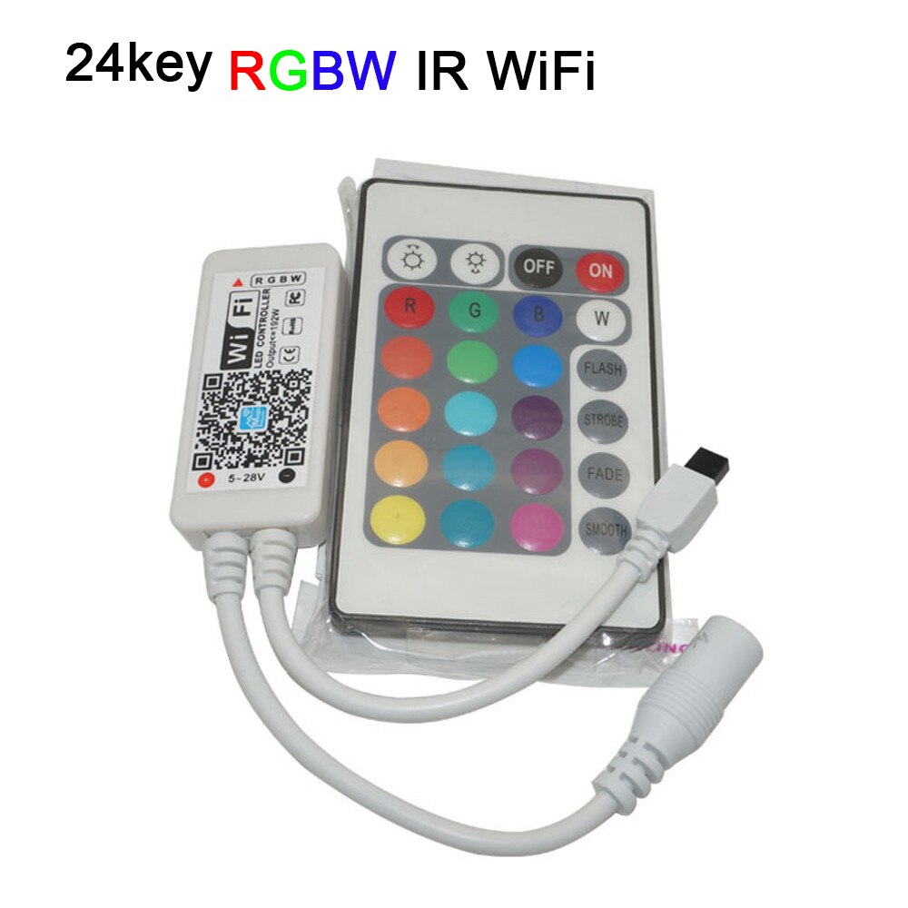 Magic Home Bluetooth Wireless WiFi Remote,RGB/RGBW IR RF LED Controller DC5V 12V 24V for 5050 WS2811 WS2812B Pixel Led Strip: 24key IR RGBW WiFi