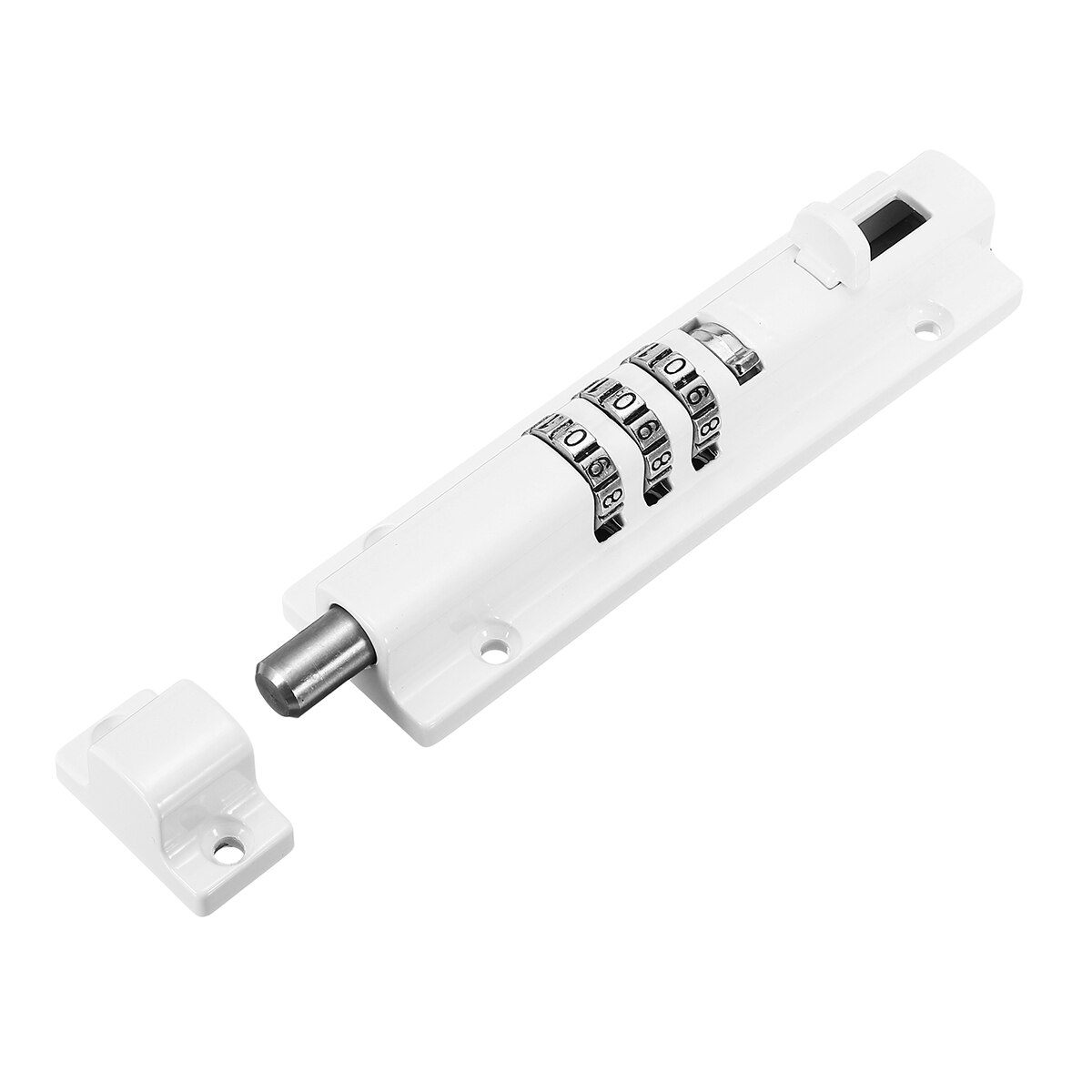 Door Bolt Lock Sliding Combination Code Resettable For Gate Shed Garage Cabinet Safety Black White for Horizontal Vertical: White
