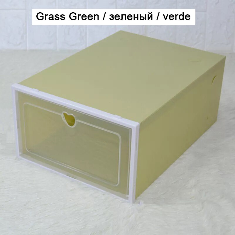 1pc flip skolåda förtjockad genomskinlig skohylla dammtät hopfällbar stapelbar skoorganisator förvaring skoskåp displaylåda: Grön / Män (33 x 23 x 14cm)