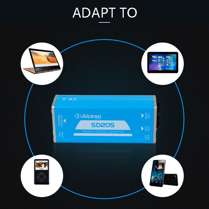 Alctron SD205 Passive Direct Box ,Stereo DI Box Convert Unbalanced to Balance o Signal Processor