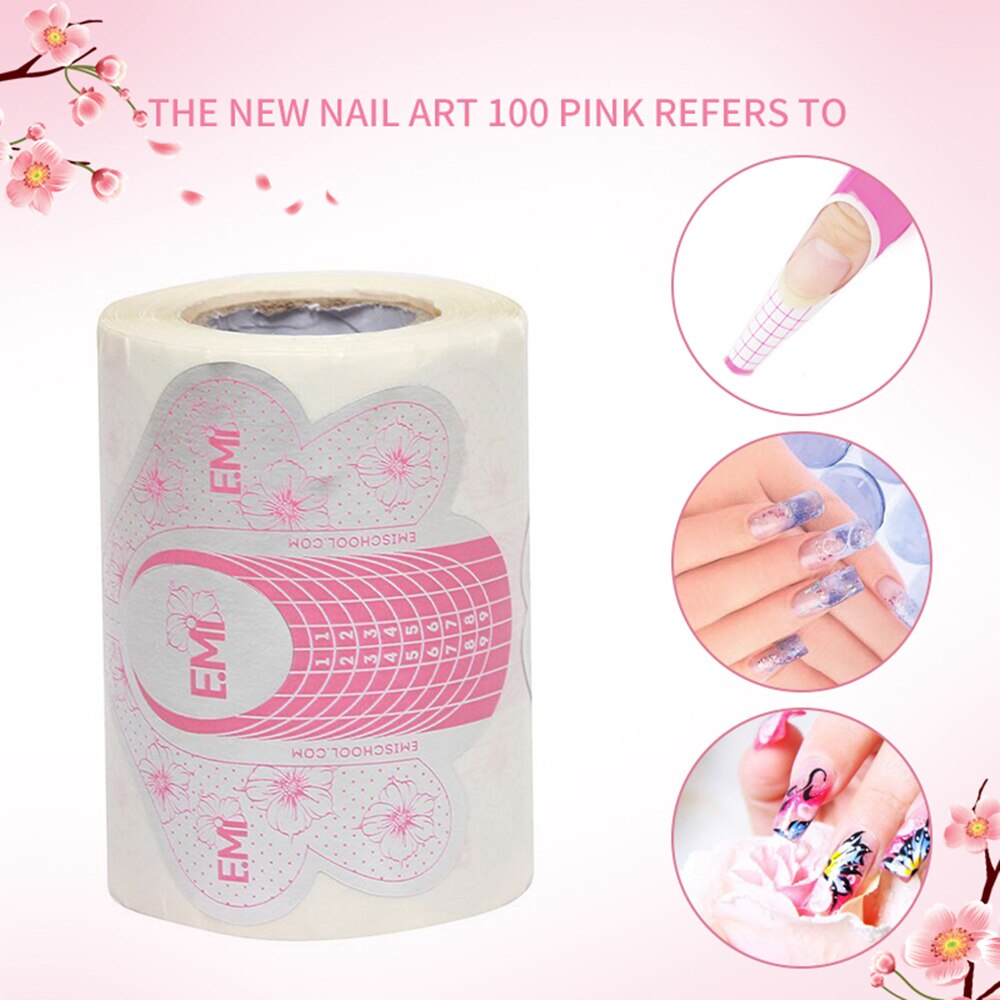 100 stks/set UV acryl nail extension aluminiumfolie vormen Gel tip voor franse gids professionele vormen stickers Manicure