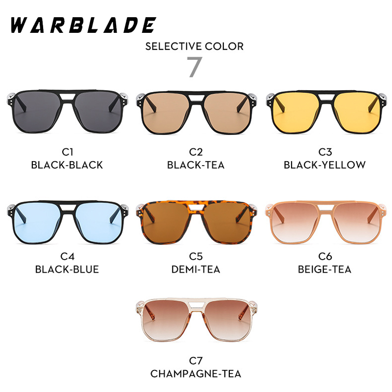 Lunettes de soleil à double pont pour hommes et femmes, protection des yeux de plage, lunettes de soleil à grand cadre, nuances pilotes, punk, rétro, voyage, été, , UV400