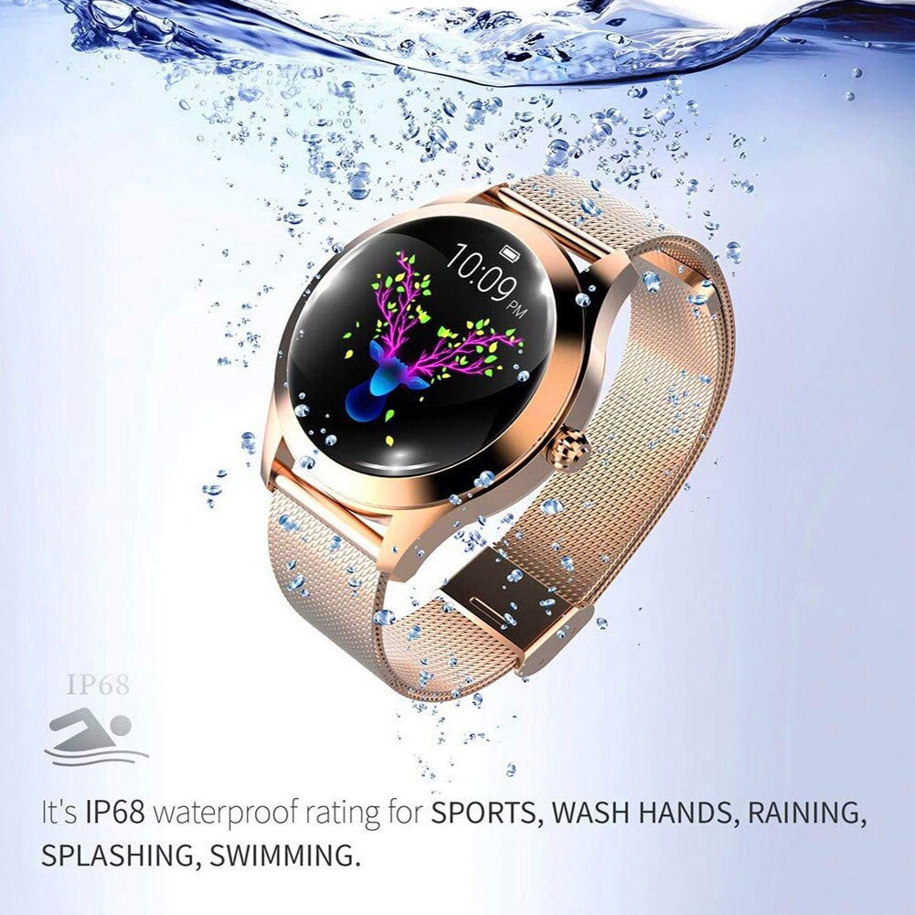 IP68 Wasserdichte Intelligente Uhr Frauen SchöNe Armbinde Herz Bewertung Monitor Schlaf Überwachung Smartwatch Verbinden IOS Android KW10 Band