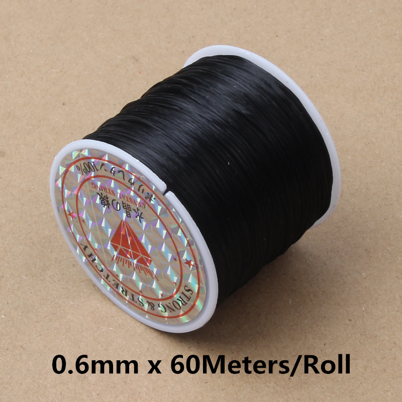Cordón elástico fuerte para cuentas de cristal, 60M, 0,5-1,2mm, pulsera, collar, hilo elástico para fabricación de joyería, línea Flexible Diy: Rojo