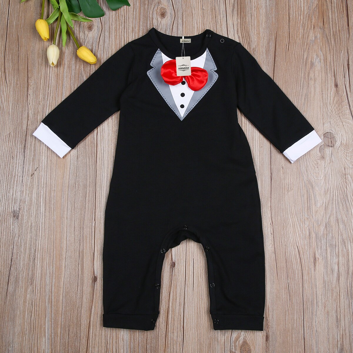 Boy Clothes USA Toddler Baby Boy Bow Tie Gentleman Jumpsuit Bodysuit Clothes Outfits