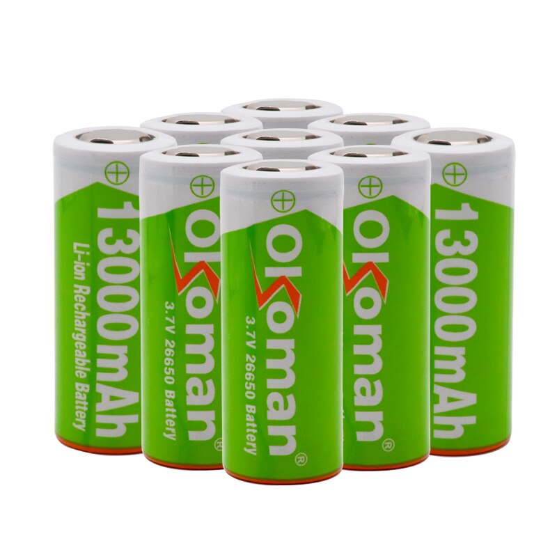 Okoman 26650 Battery 3.7v 13000mAh Rechargeable Li-ion Battery Usage for Flashlight rechargeable Battery