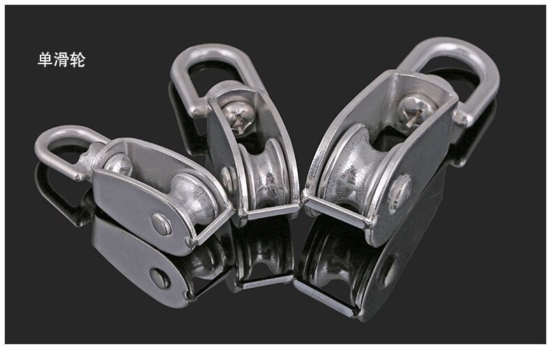 304 roestvrijstalen enkele/dubbele katrollen  m15 m20 m25 m32 m50-m100 draadkabelketting tractie katrollen hefgewicht dragende katrol