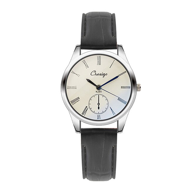 Neue Blaue Zeiger Liebhaber Uhren Luxus Hochglanz Glas retro Römischen Ziffern Paar Uhr Männer Frauen Leder Armbanduhr reloj: Frauen Schwarz Weiß
