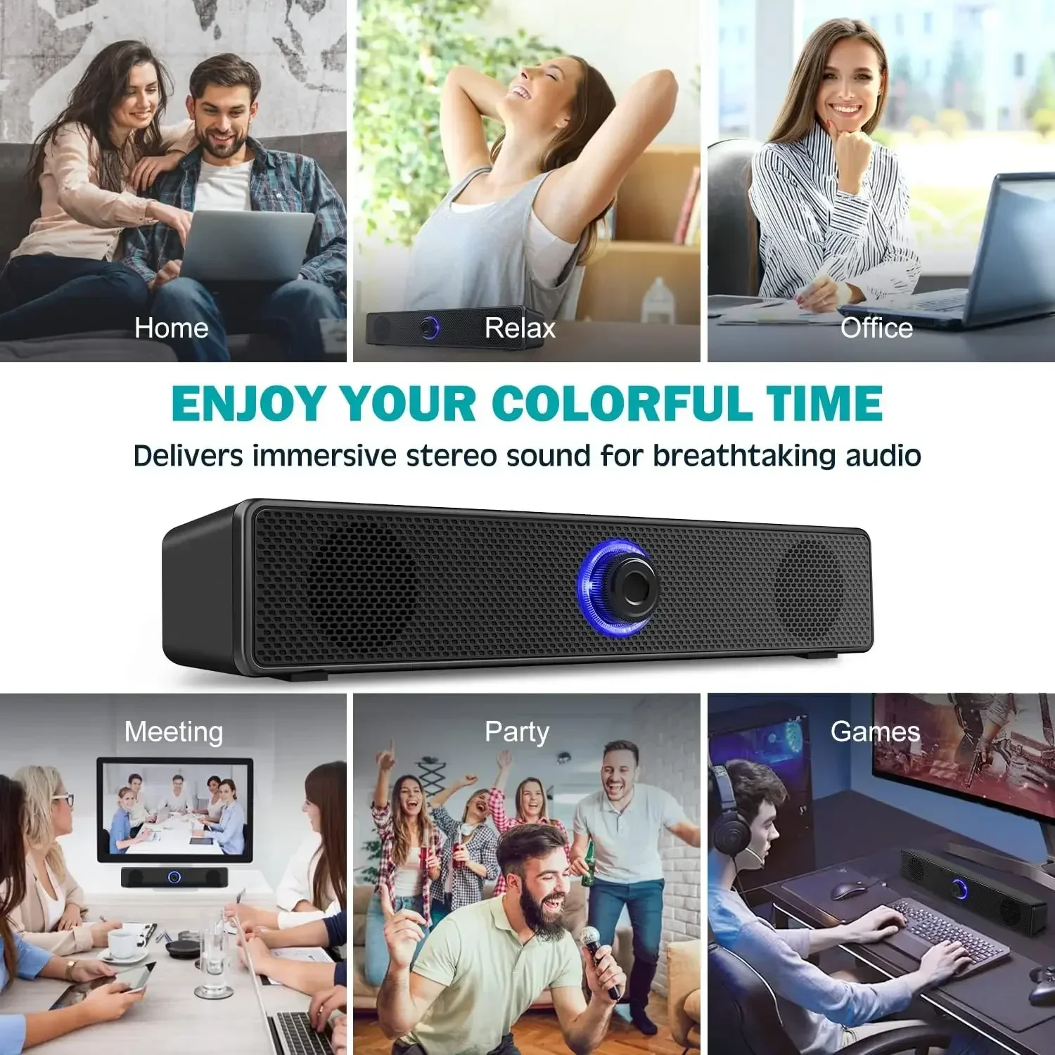 4D Surround Speaker Home Theater Sound System Computer Soundbar for TV Subwoofer Wired Stereo Strong Bass USB Dual Speaker HIFI