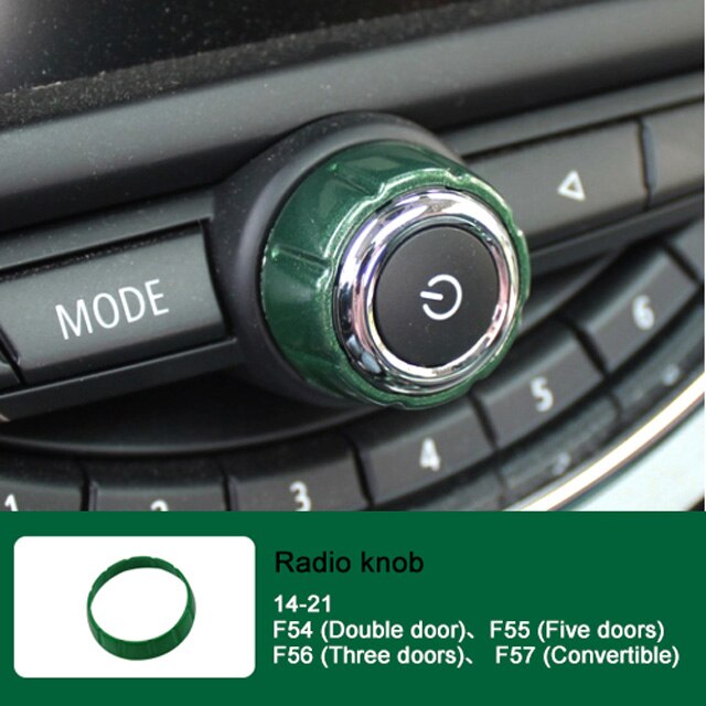 Car Warning Light Button Sticker For MINI Cooper ONE F54 F55 F56 F57 F60 Central Control Radio Knob Cover Decoration Accessories: green-B