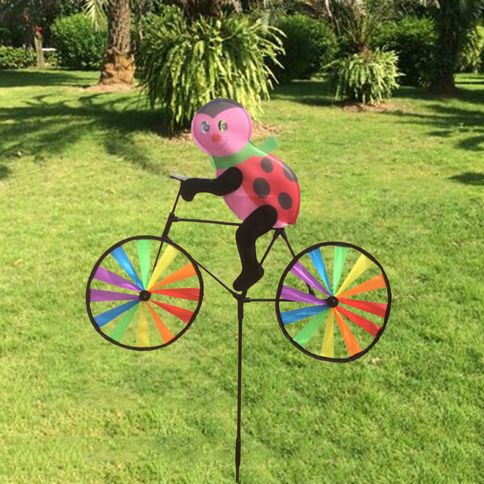 Coccinelle – moulin à vent de pelouse en forme d&#39;animal de dessin animé, pour vélo, fête de jardin, décoration d&#39;extérieur