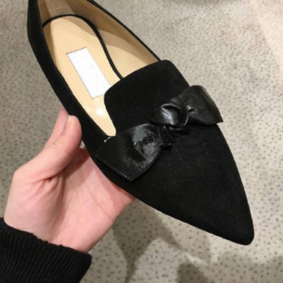 Kmeioo Polka Dot Boat Shoes Women Autumn Spring Flats Slip On Loafers Butterfly-knot Loafers Career Office Shoes Flat