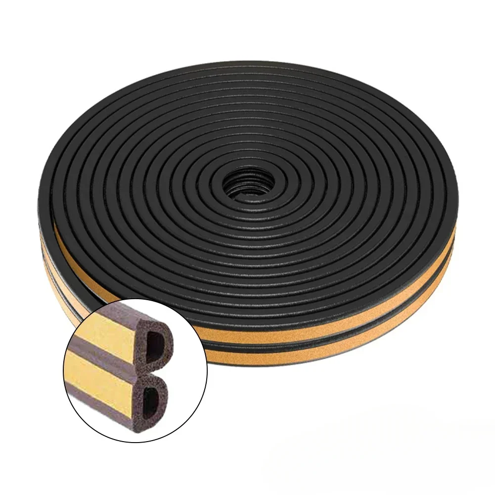 5M/10M Door Window Seal Strip DIEP Self-adhesive Acoustic Foam Sealing Strip Tape Insulation Windproof Rubber Weatherstrip: Silver / 10M