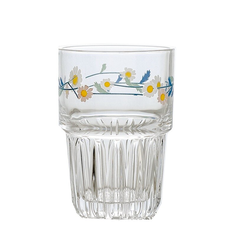 Style japonais et coréen Daisy verre glace fraîche café petit déjeuner lait tasse jus Cola lait thé bière verre peut être superposé: 4