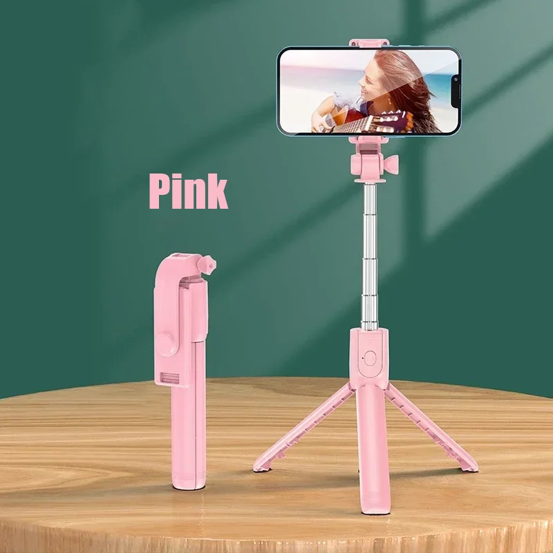 Bluetooth Selfie Stick Draadloos 360° draaibaar statief Afstandsbediening Sluiter Invullicht Multifunctionele intrekbare standaard: Golden