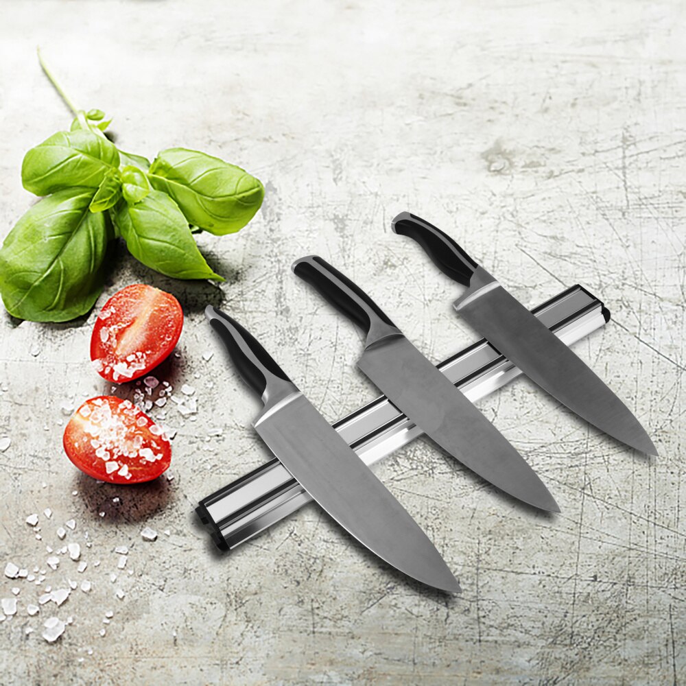 1pc Hanging Aluminum Magnetic Wall Mount Metal Rack Knives Holder Knives Stand Knives Rack for Kitchen Factory