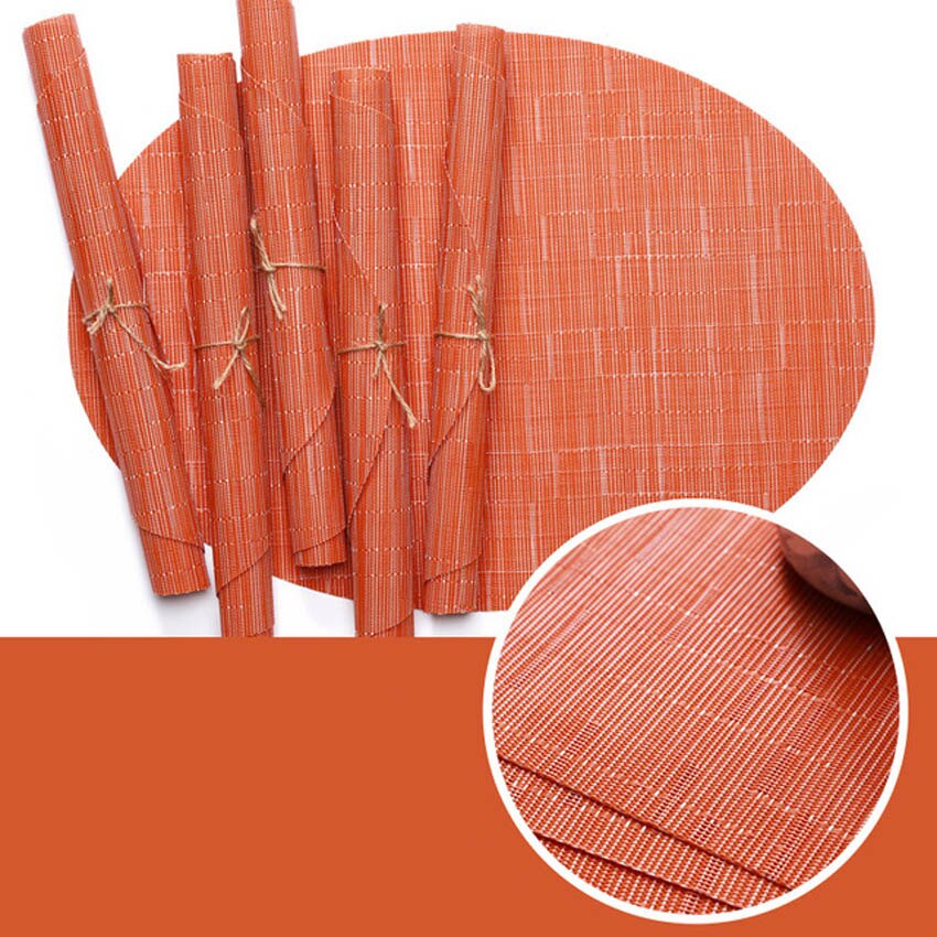 Bamboe Graan Schilderij Placemats Ovale Tafel Mat Cup Bar Mat Keuken Accessoires Pvc Adiabatische Kan Worden Gewassen Salontafel Kom pad: 4pcs-pack / Color 6