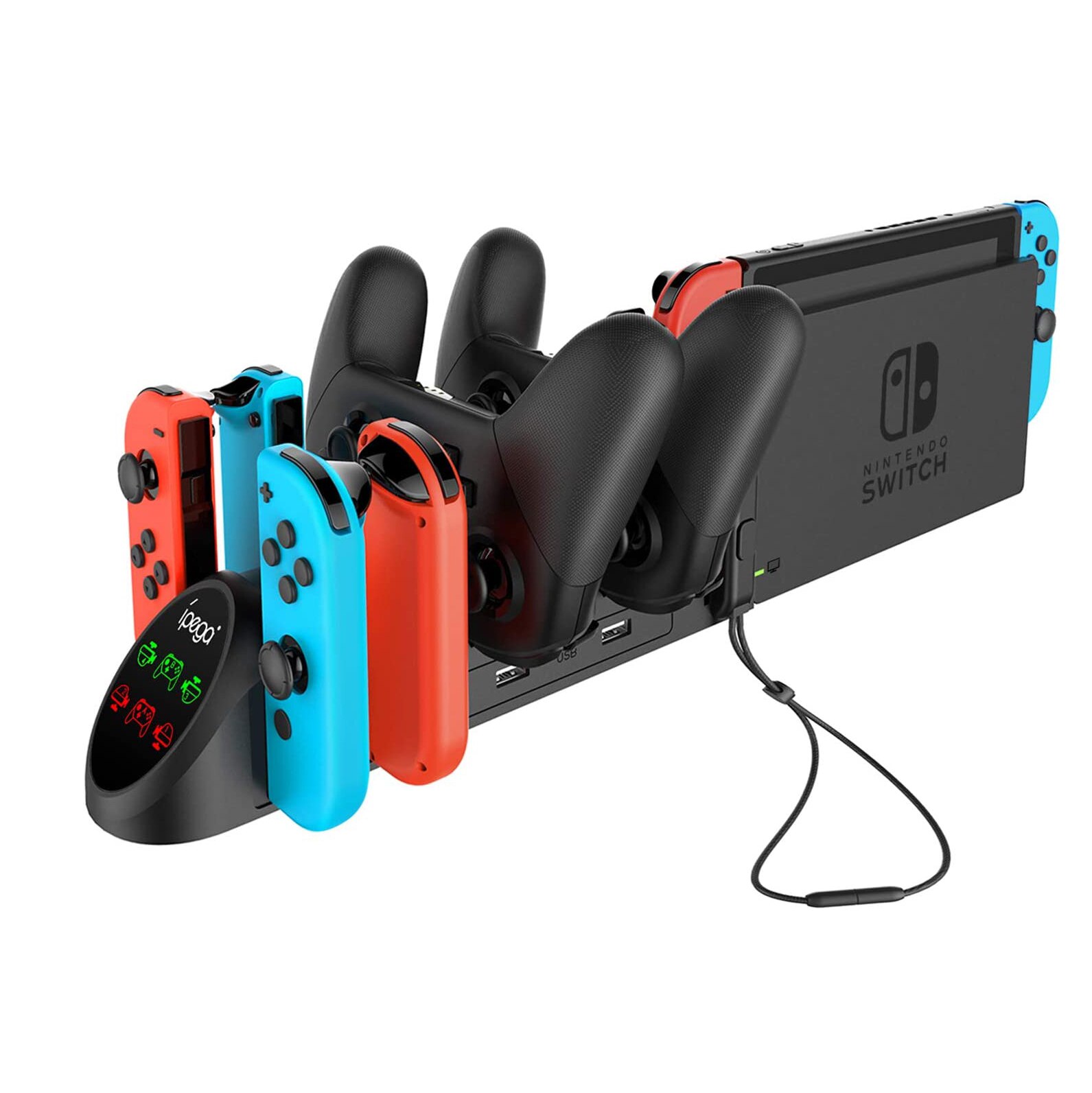 Estación de carga 6 en 1 para mandos de Nintendo Switch 4, Joypad 2 Pro, soporte de carga USB 2,0, accesorios de juego